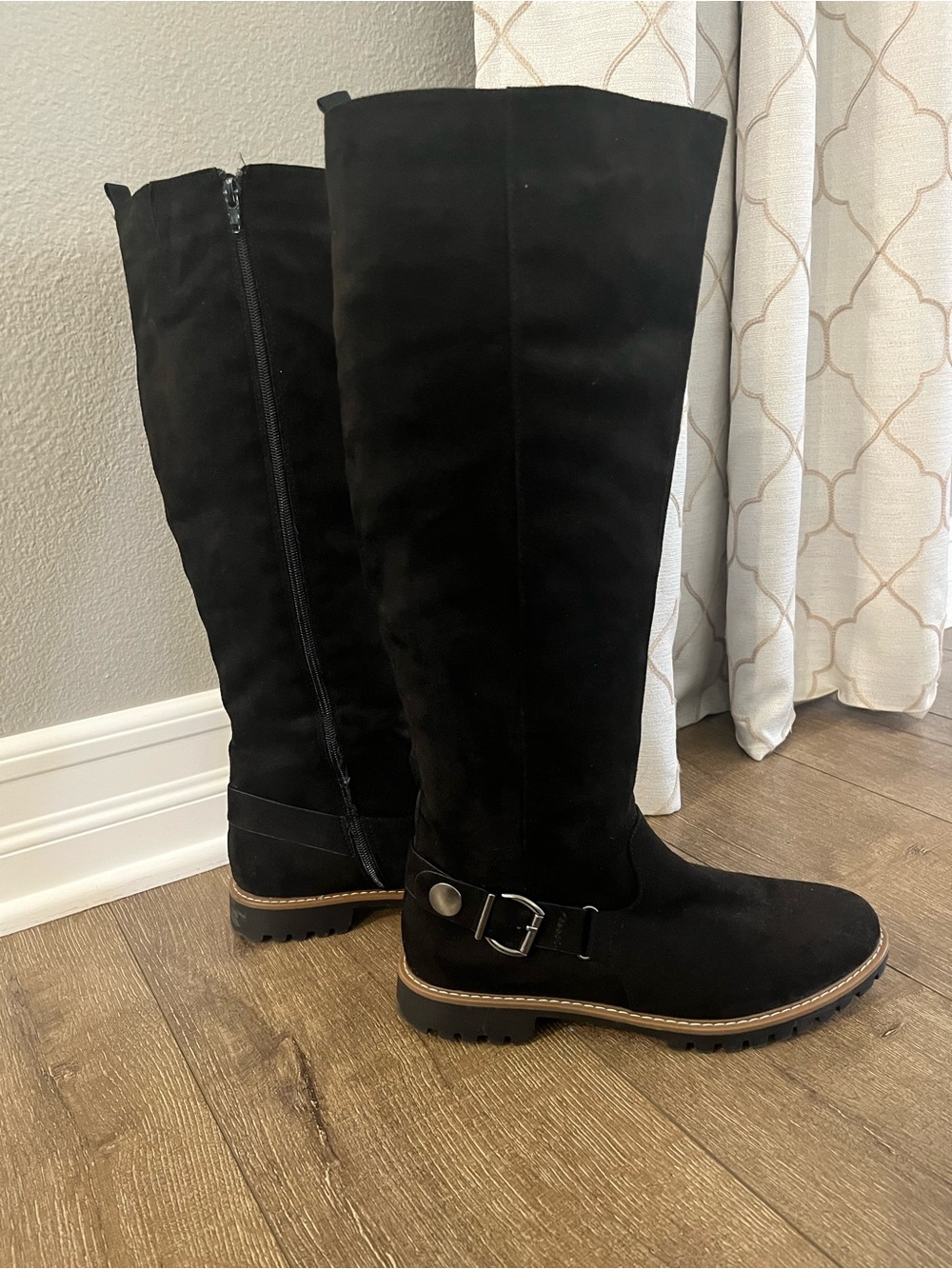 Women's Black Over-the-Knee Buckle Boots
